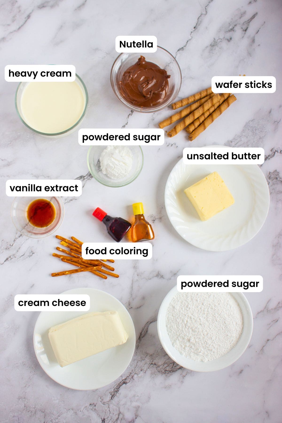 campfire cupcake frosting ingredients labelled.