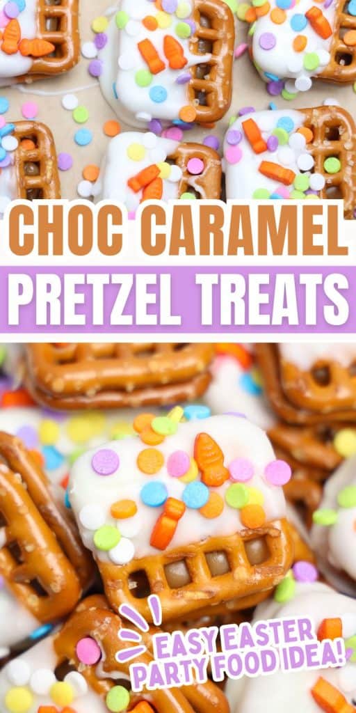collage of easter pretzel treats.
