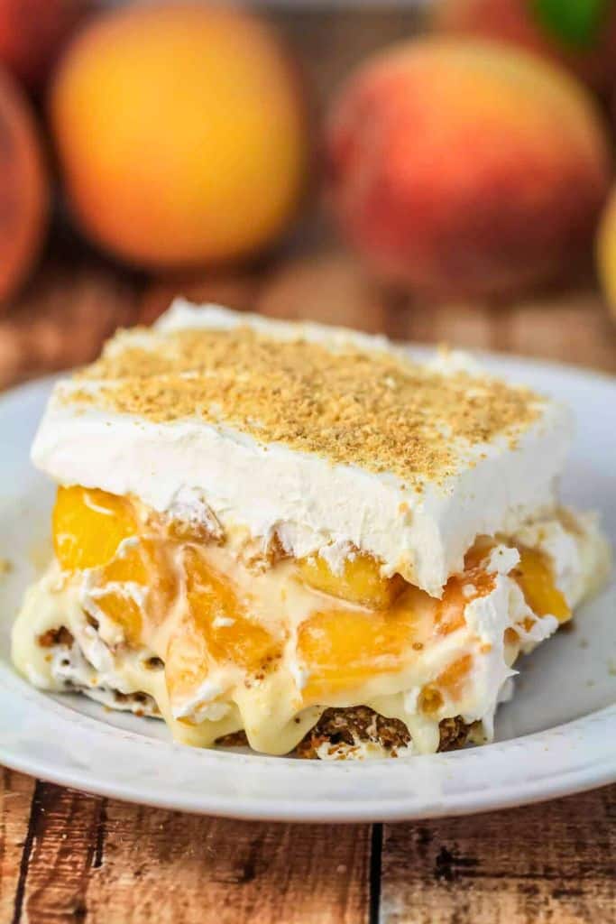 peach custard pudding.
