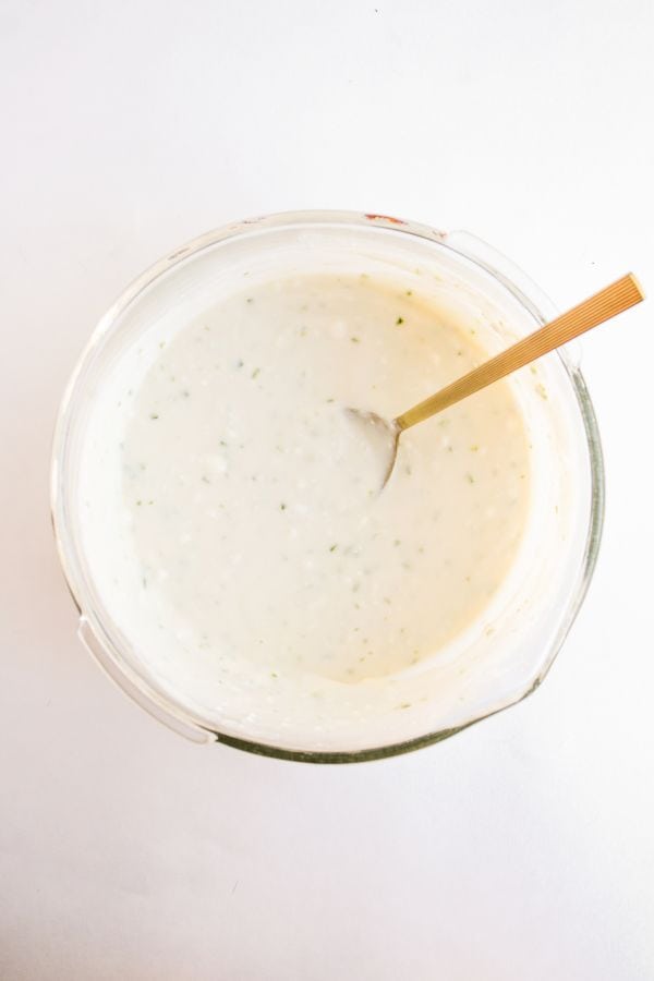 greek yogurt lime popsicle mixture in bowl.