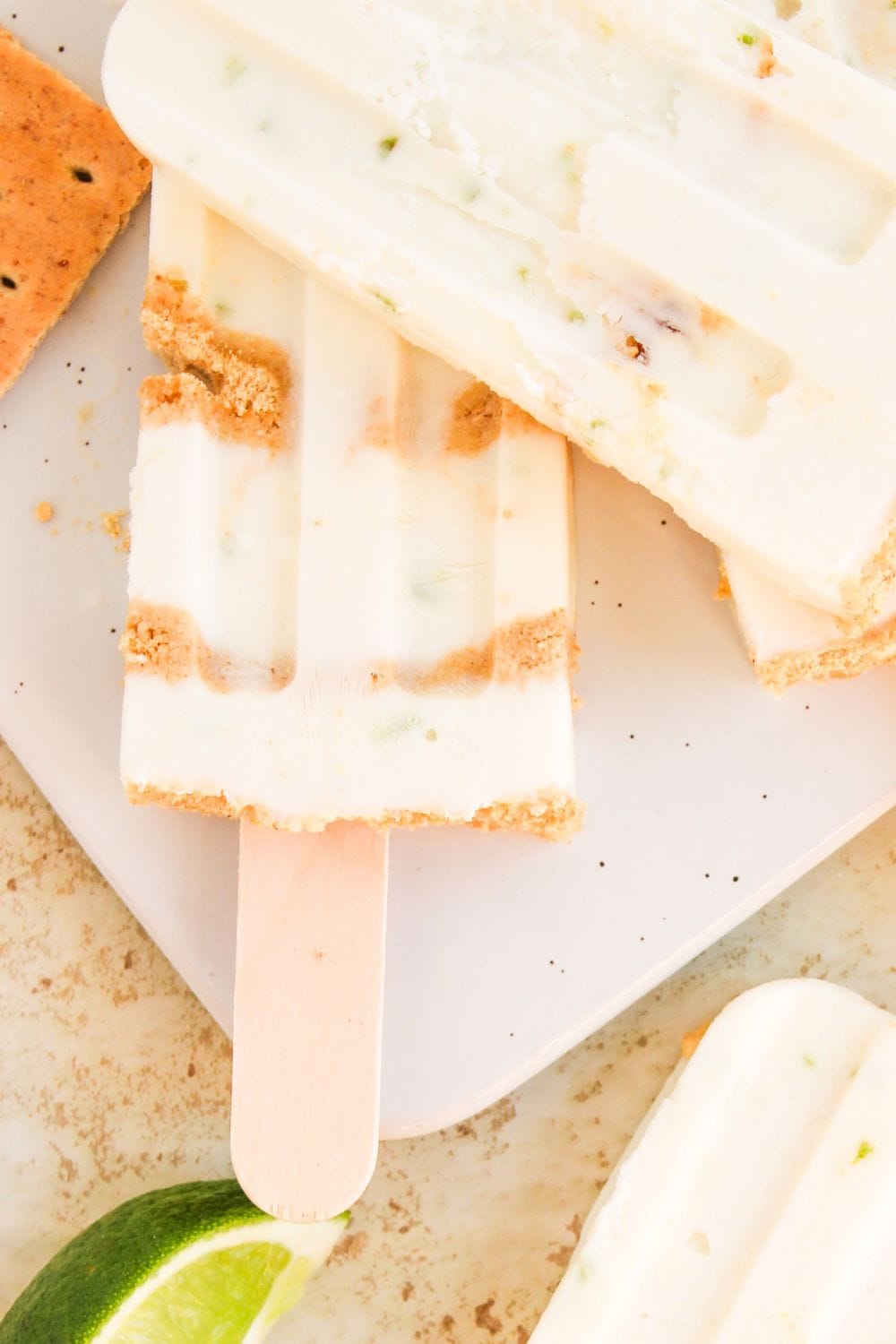 homemade ice pops stacked.