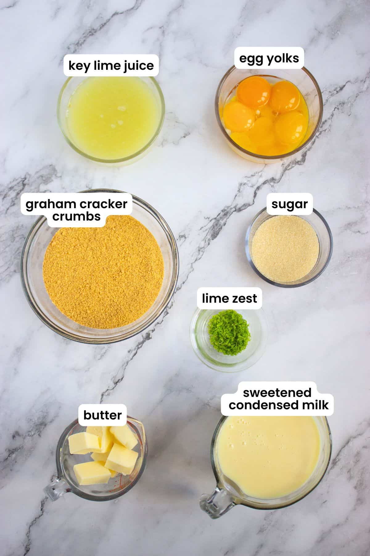 key lime pie bars ingredients labelled.