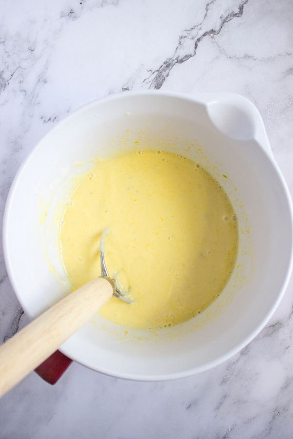 key lime pie filling mixture in bowl.