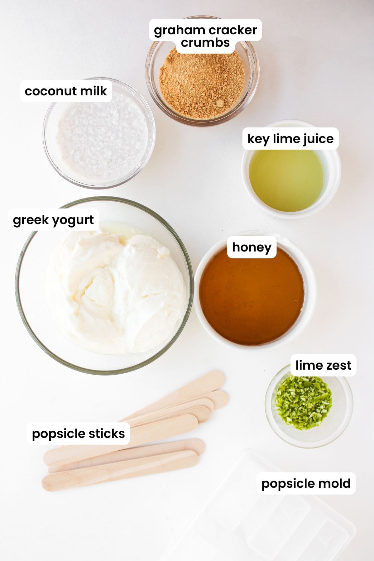 key lime popsicle ingredients labelled.