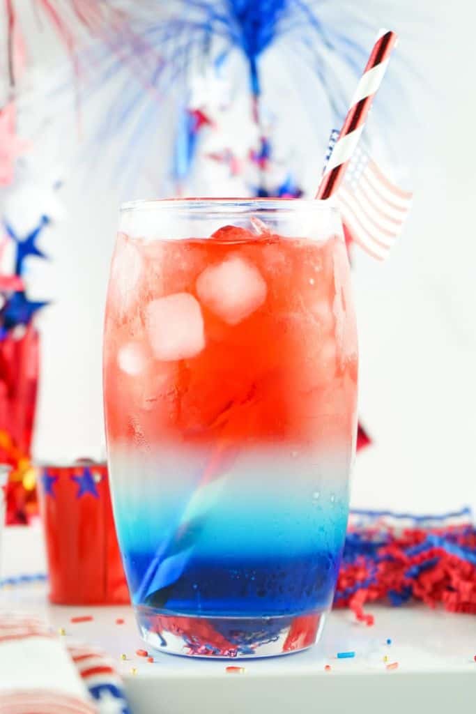 patriotic cocktail in glass.