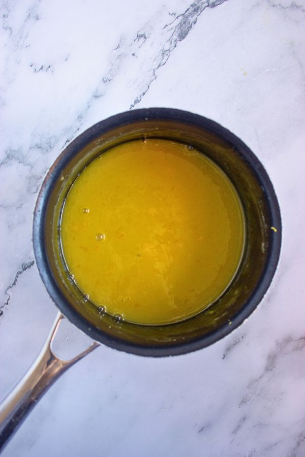 lime curd in saucepan.