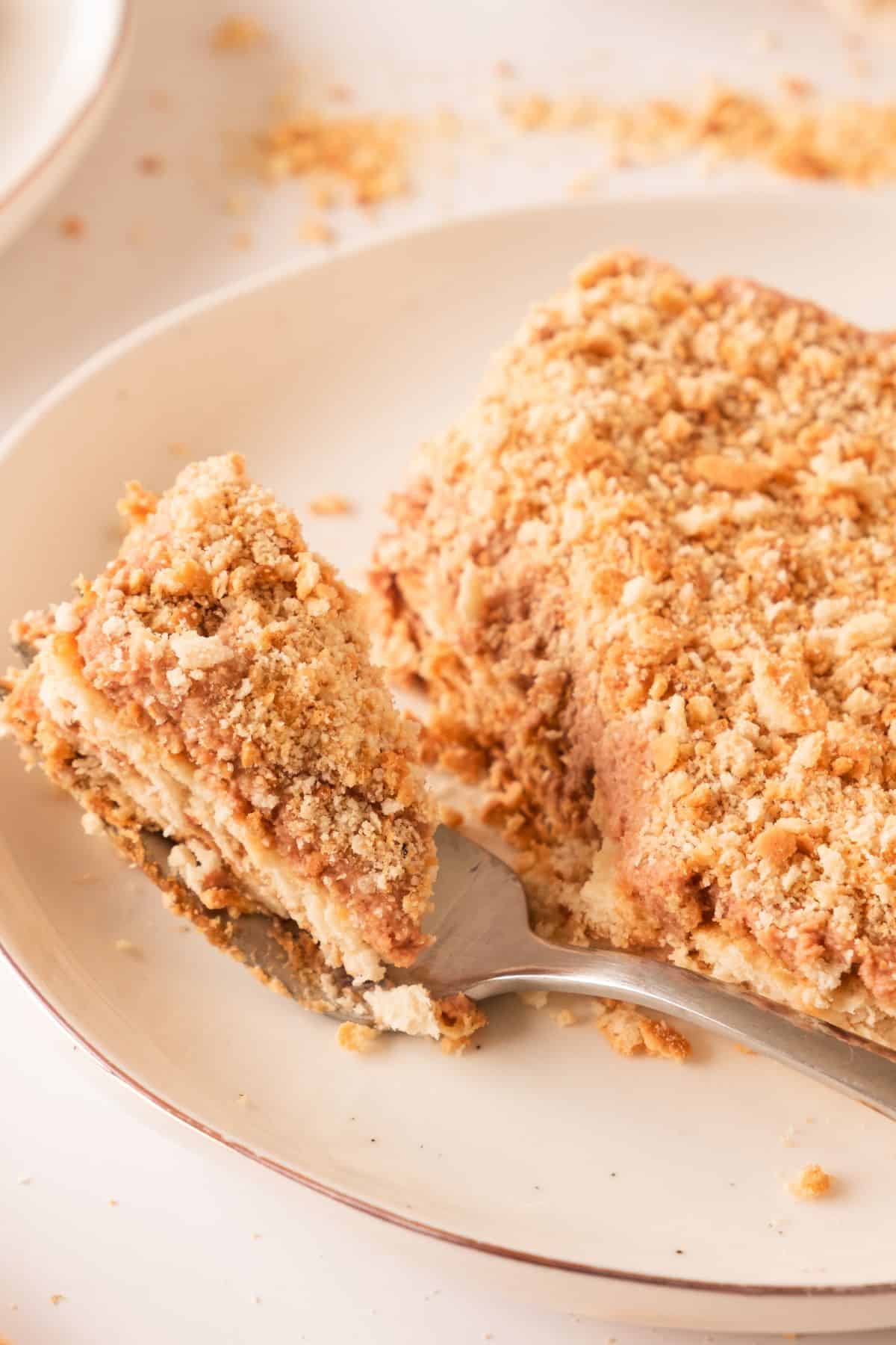 closeup of mascarpone biscuit cake.