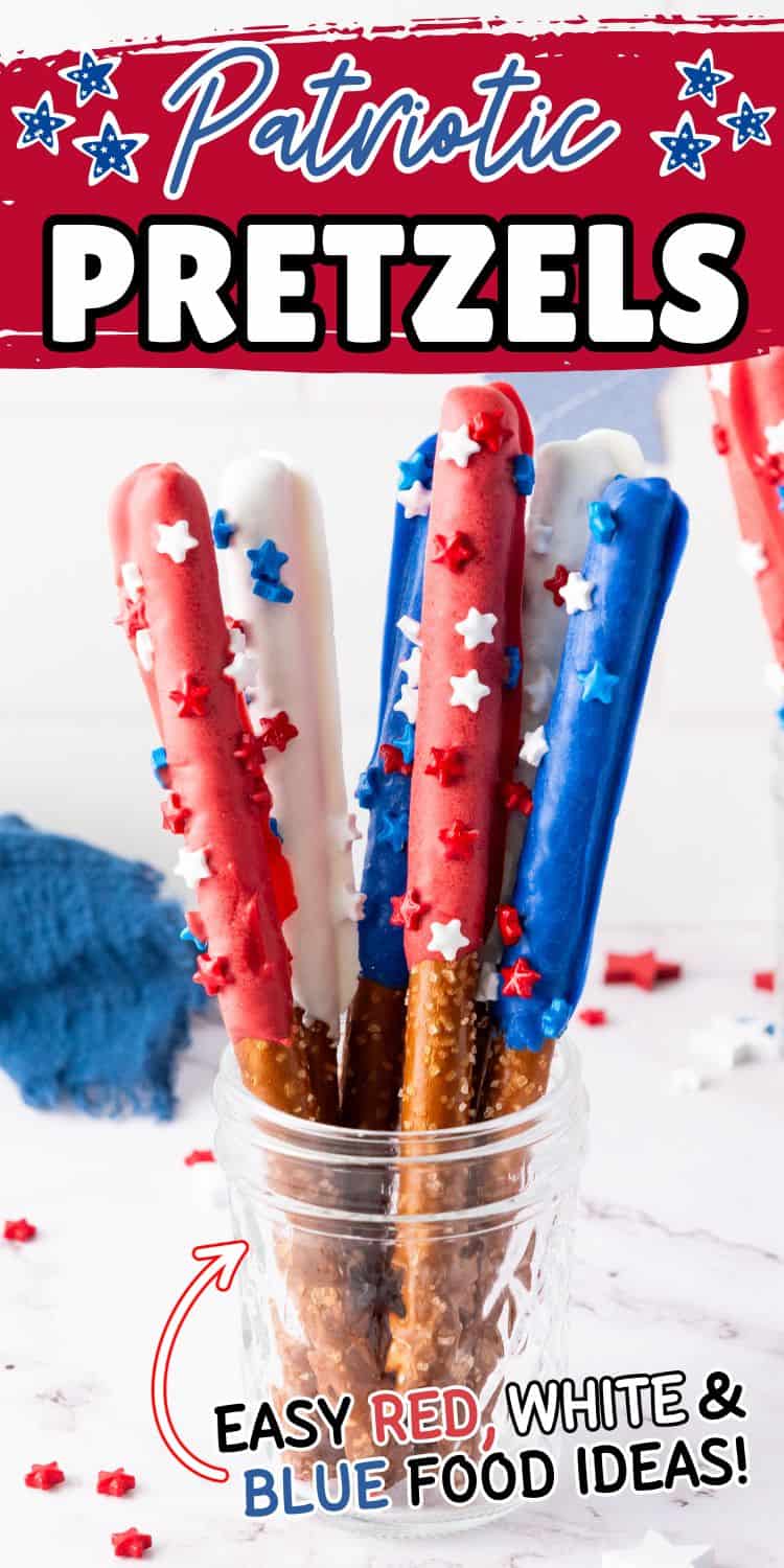 collage of 4th of july pretzels.