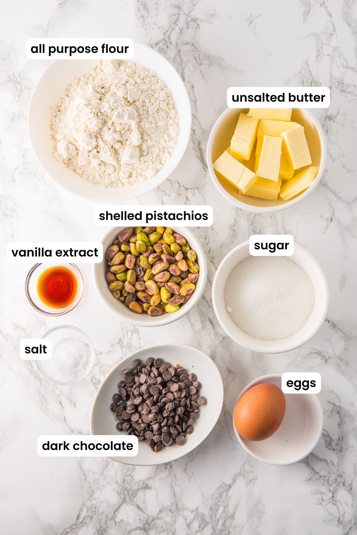 pistachio cookies ingredients labelled.