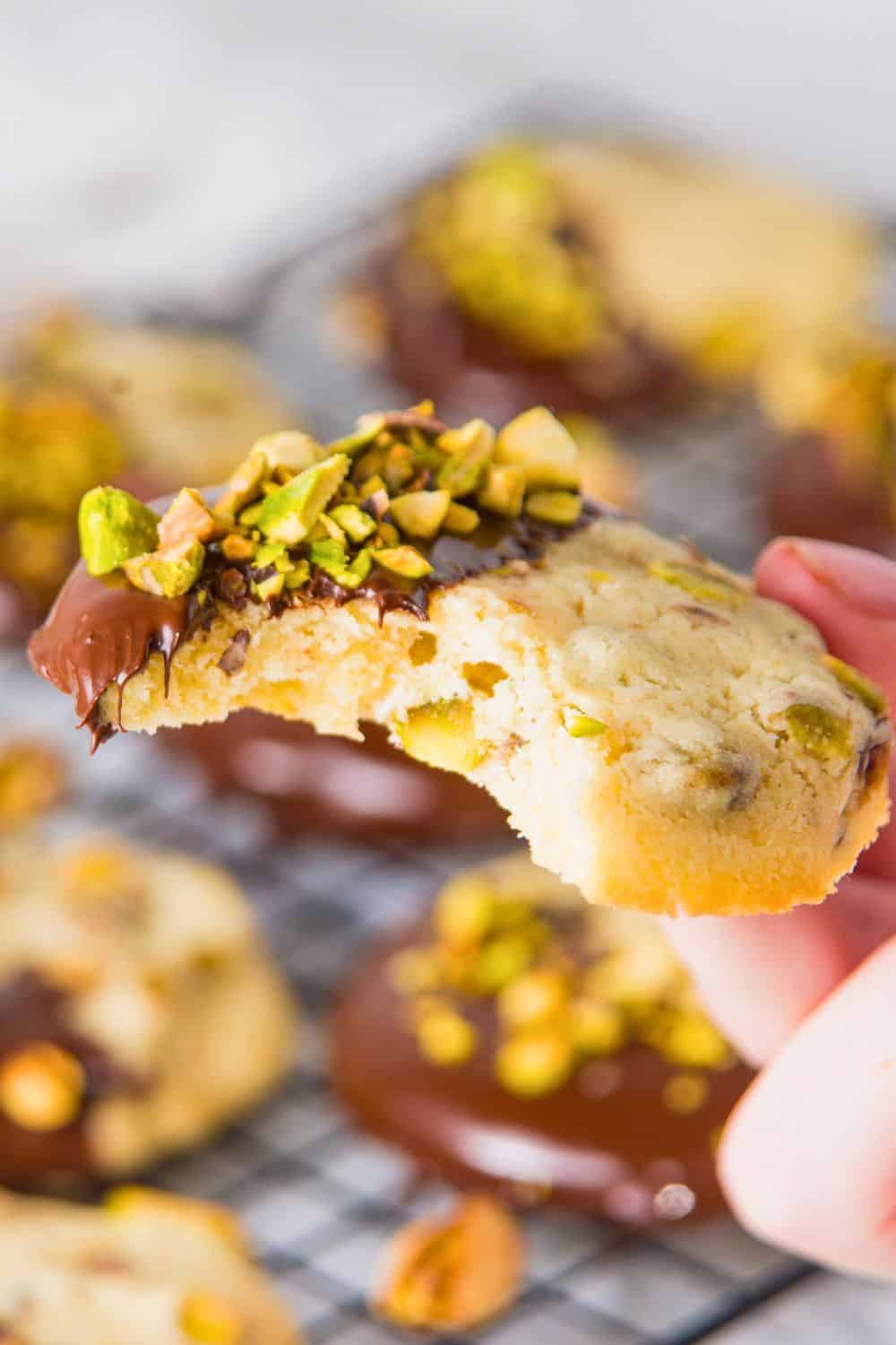 inside of pistachio cookie.