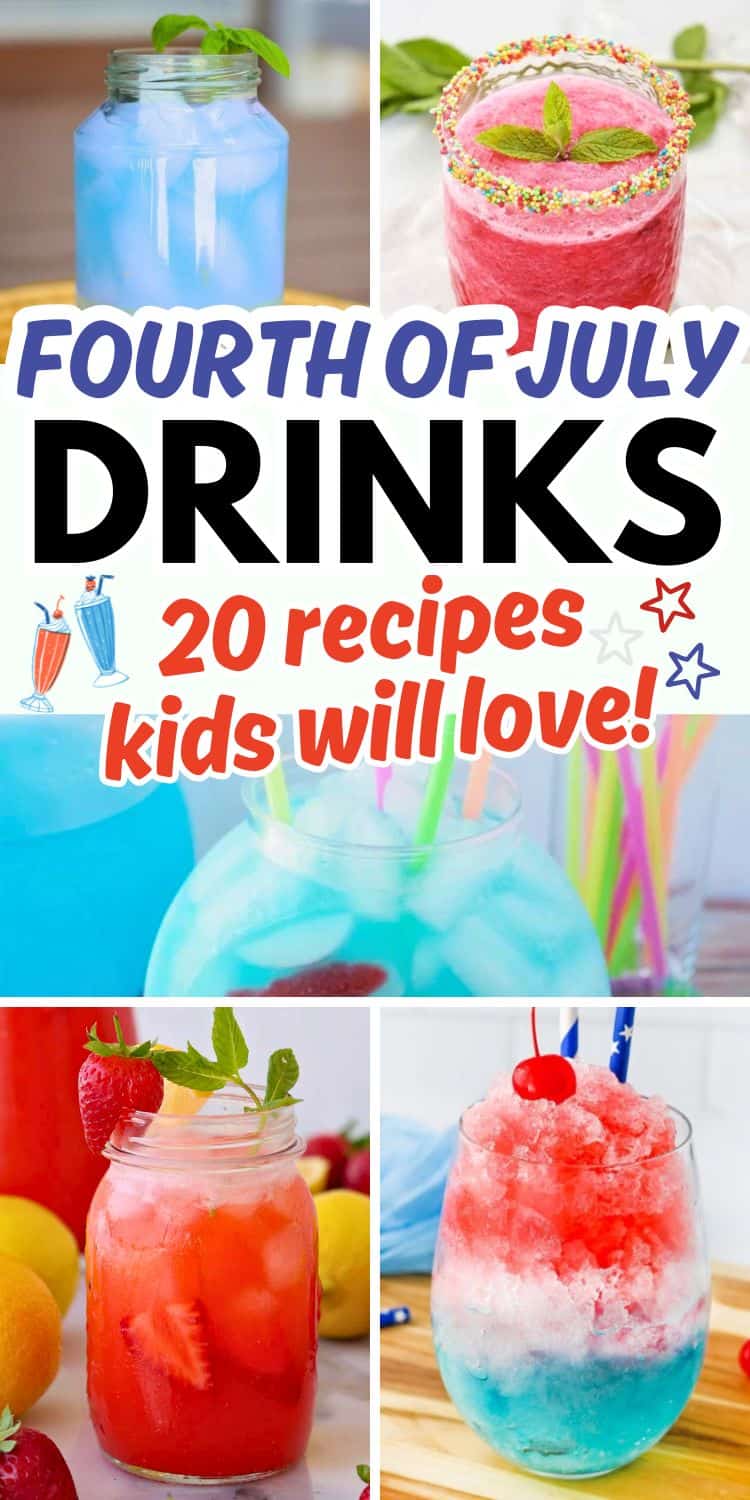 collage of 4th of july mocktails.