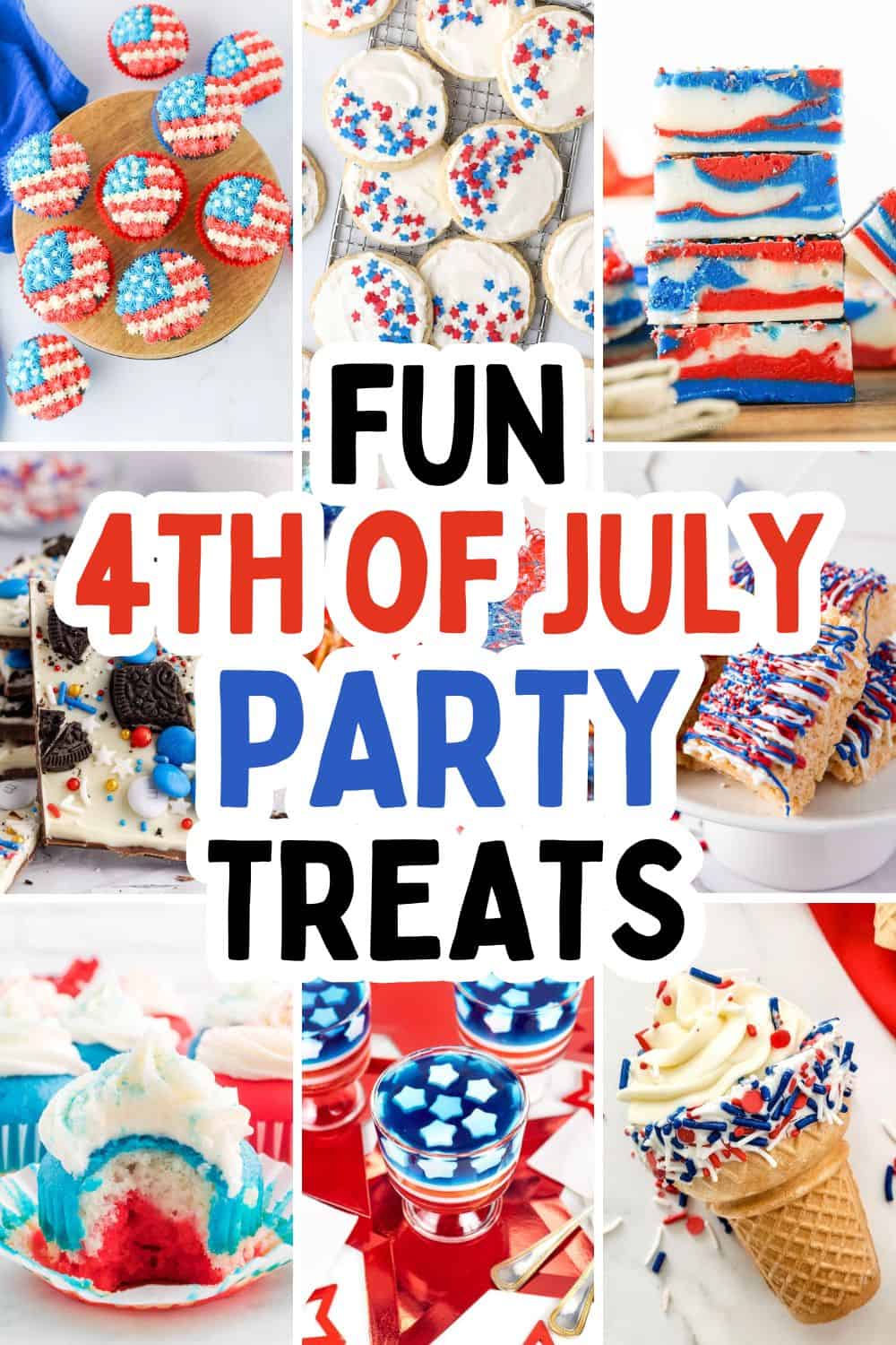 collage of fourth of july treats.