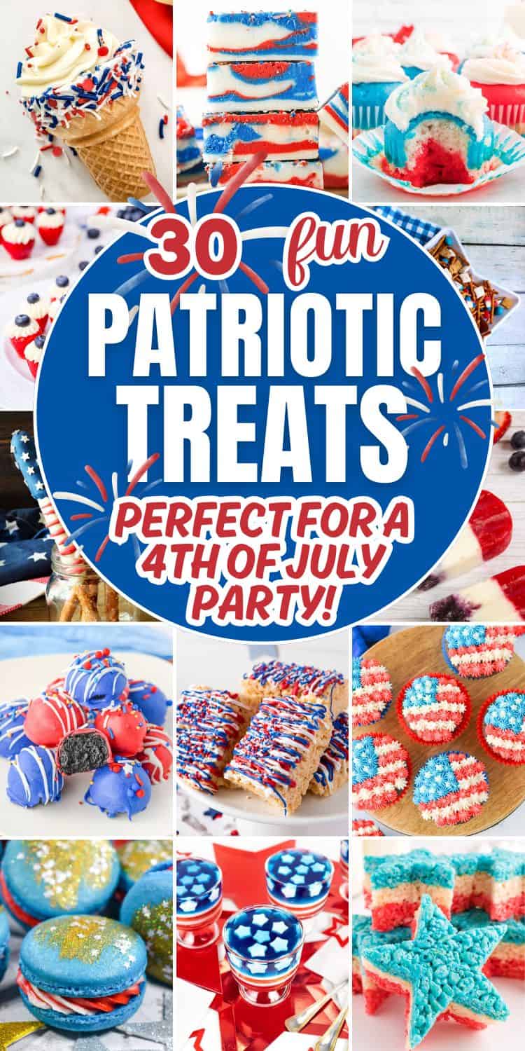 collage of patriotic treats recipes.