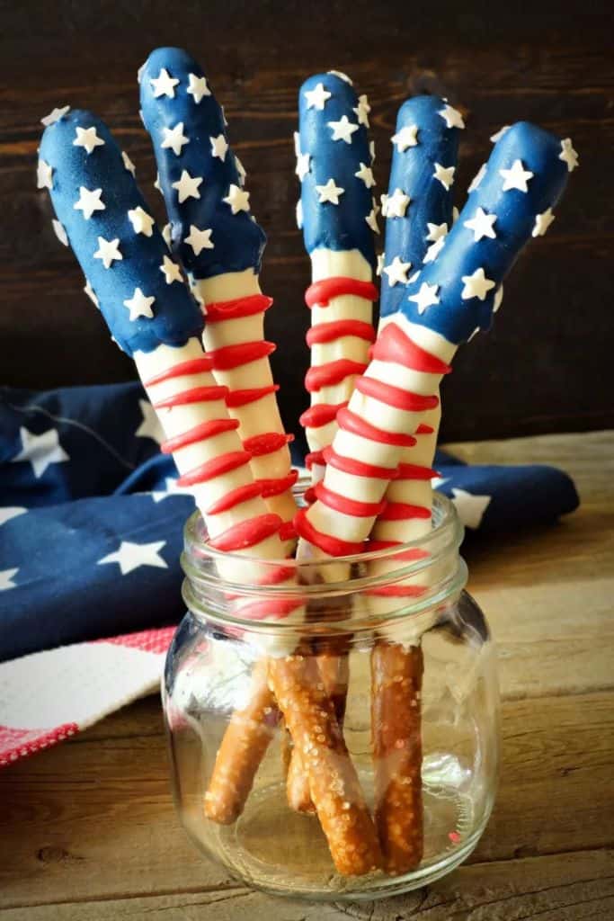 american themed pretzel rods.