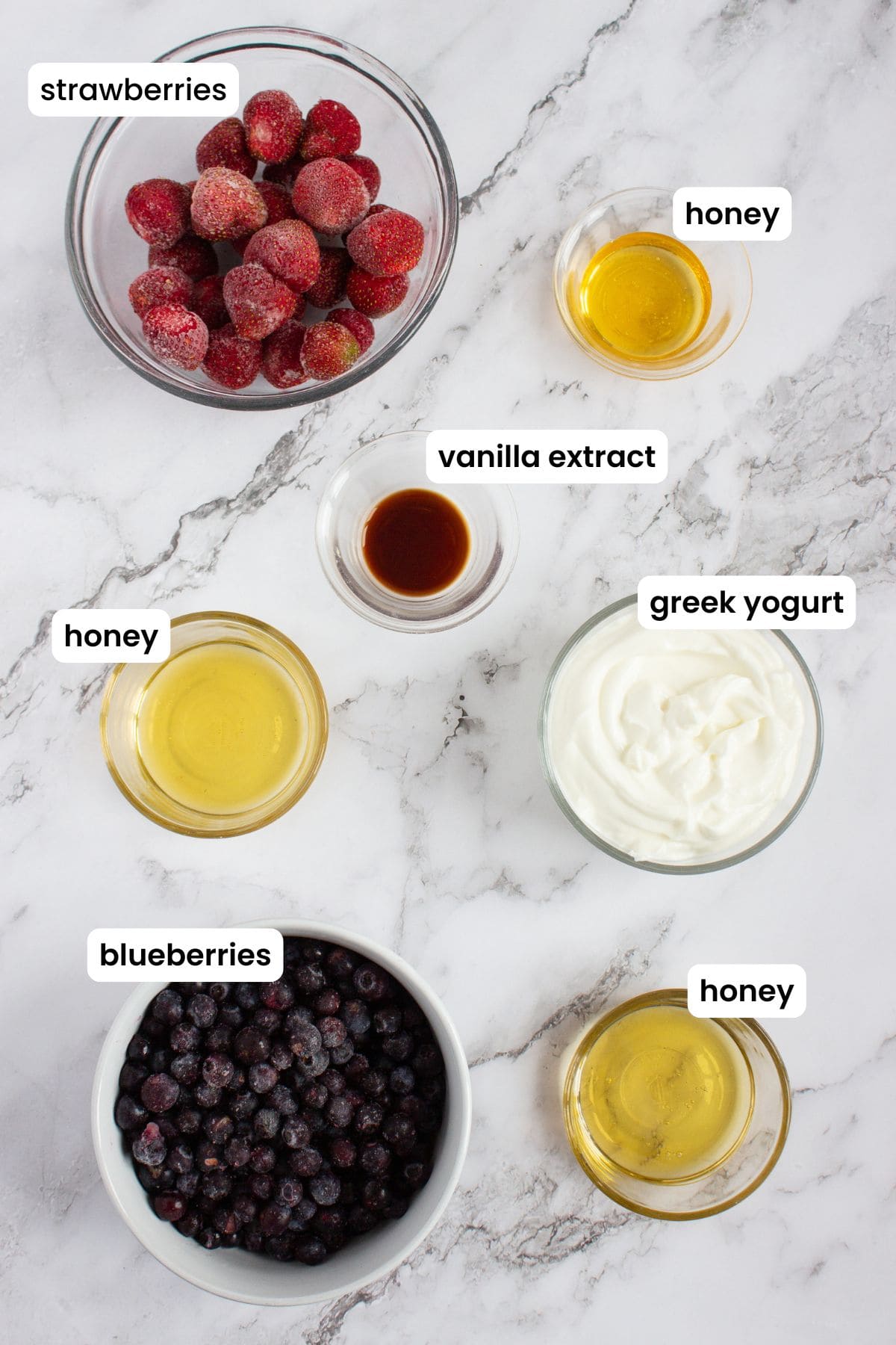 berry yogurt popsicle ingredients labelled.