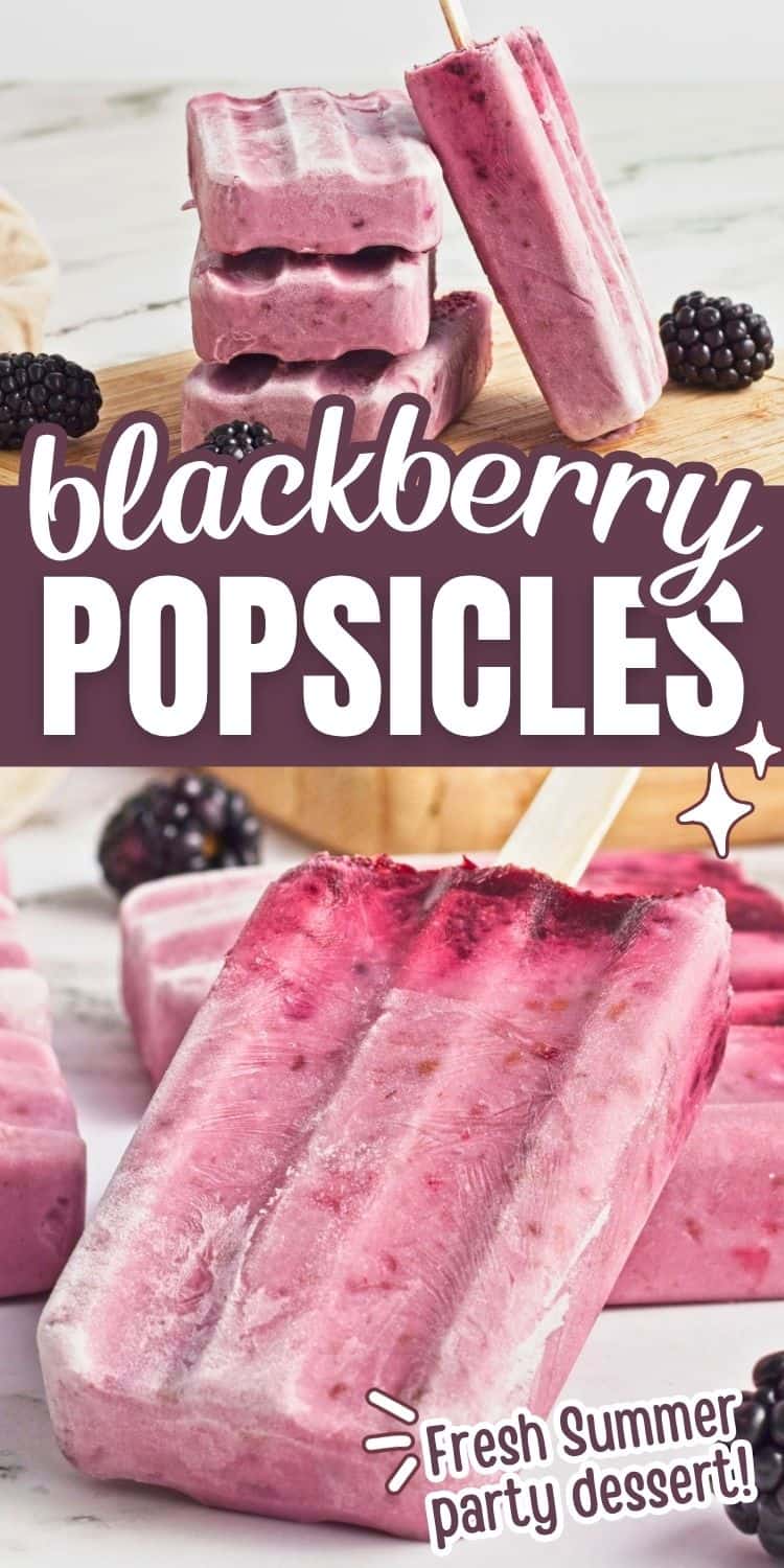collage of blackberry coconut milk popsicles.