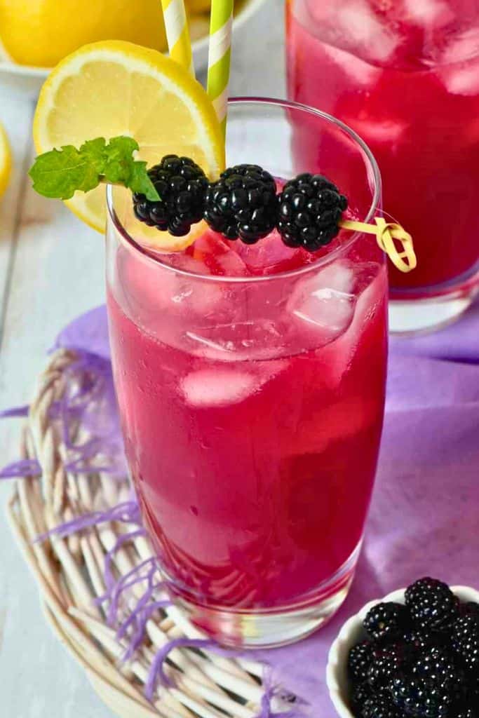 blackberry lemonade with fresh berries.