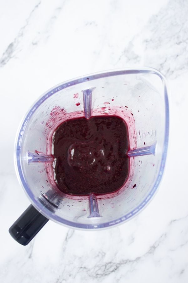 blended frozen blueberries.
