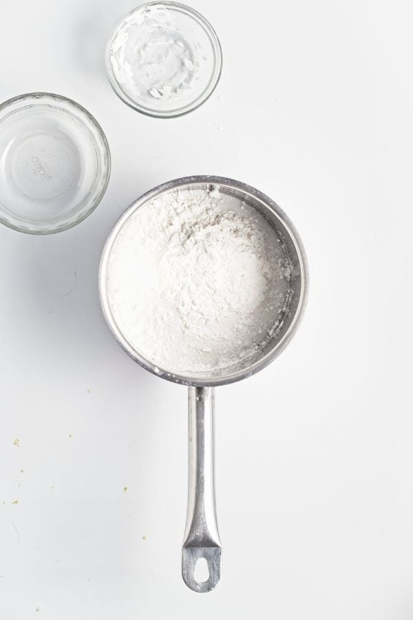 cornstarch sugar mixture in pan.