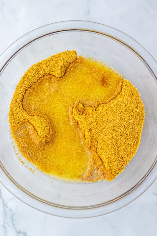 graham cracker base ingredients in bowl.