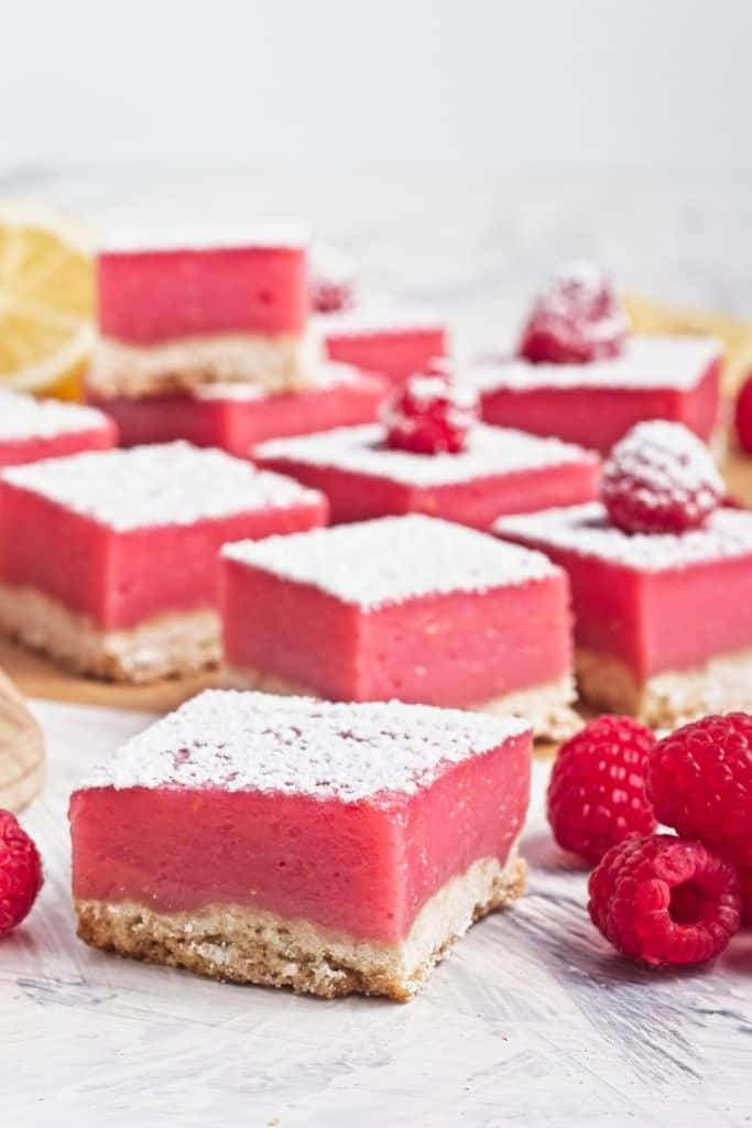 slices of raspberry bars.