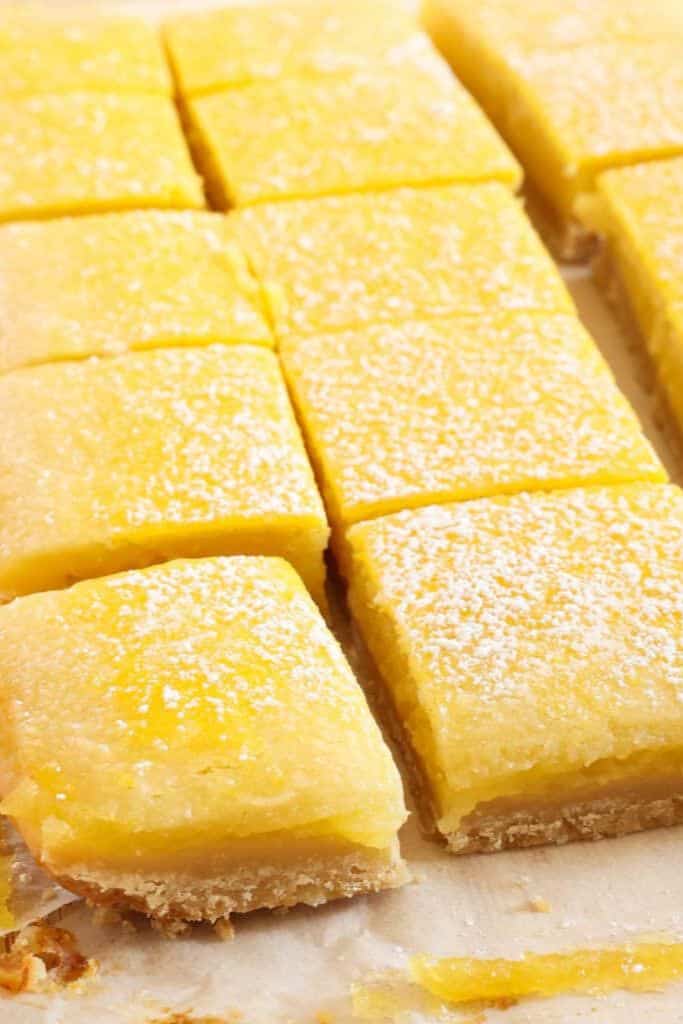 lemon squares arranged.