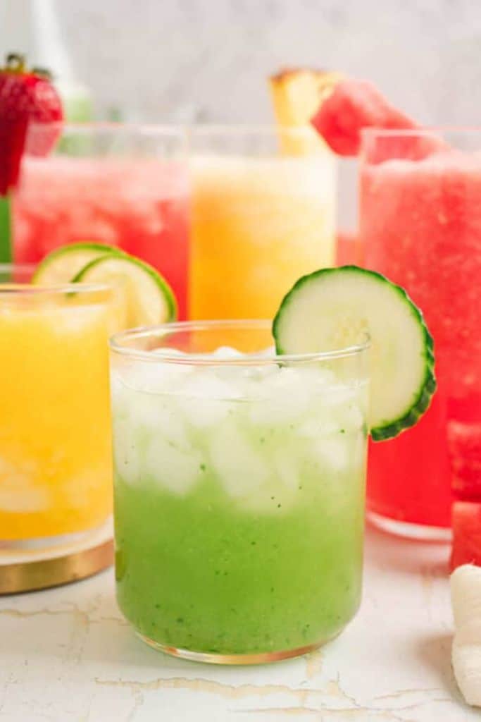 tropical fruit agua fresca in glasses.