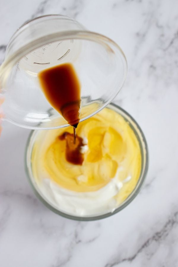 greek yogurt mixture in bowl.