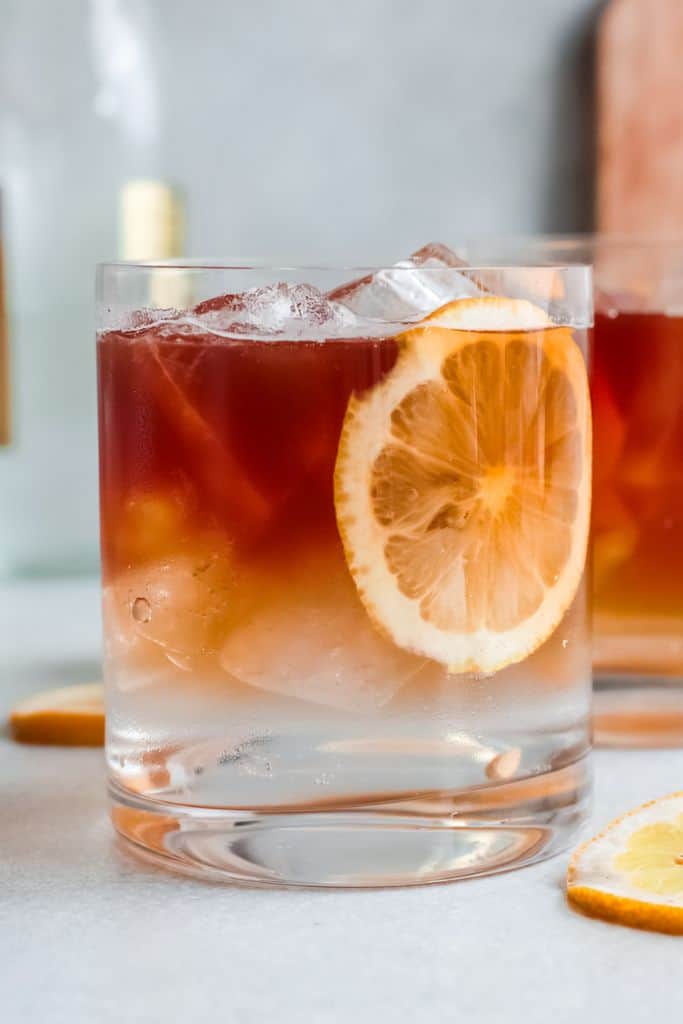 espresso and tonic in glass.