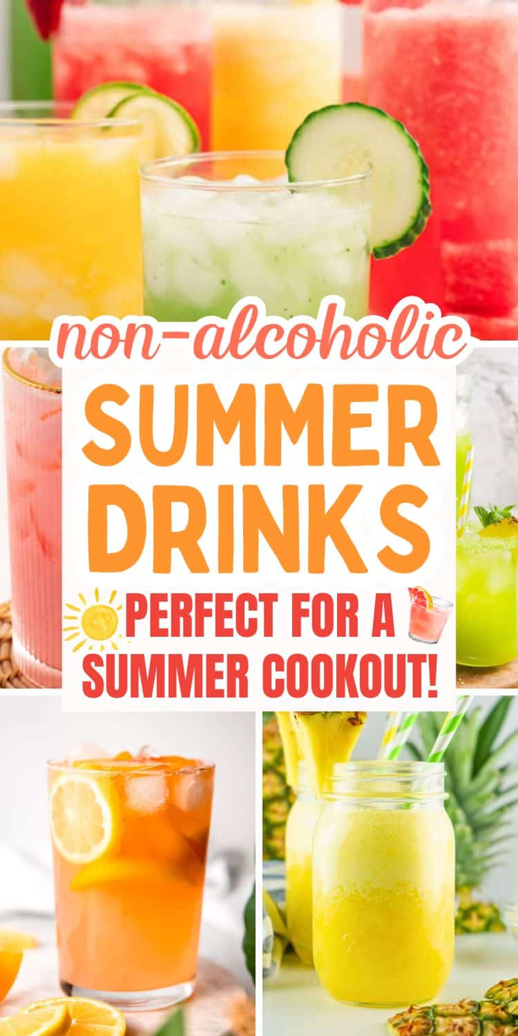 collage of refreshing summer drinks.