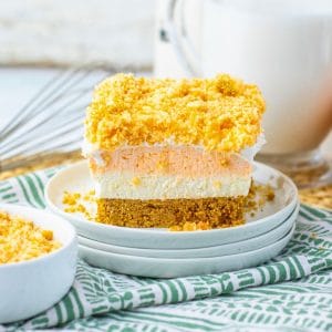 orange dreamsicle crunch bar on plate.