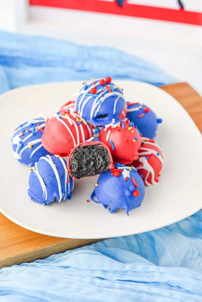 red white and blue oreo balls.