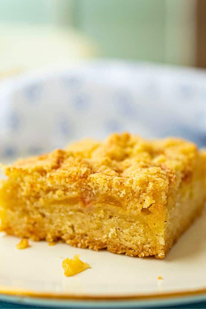 peach pie dessert bar on plate.