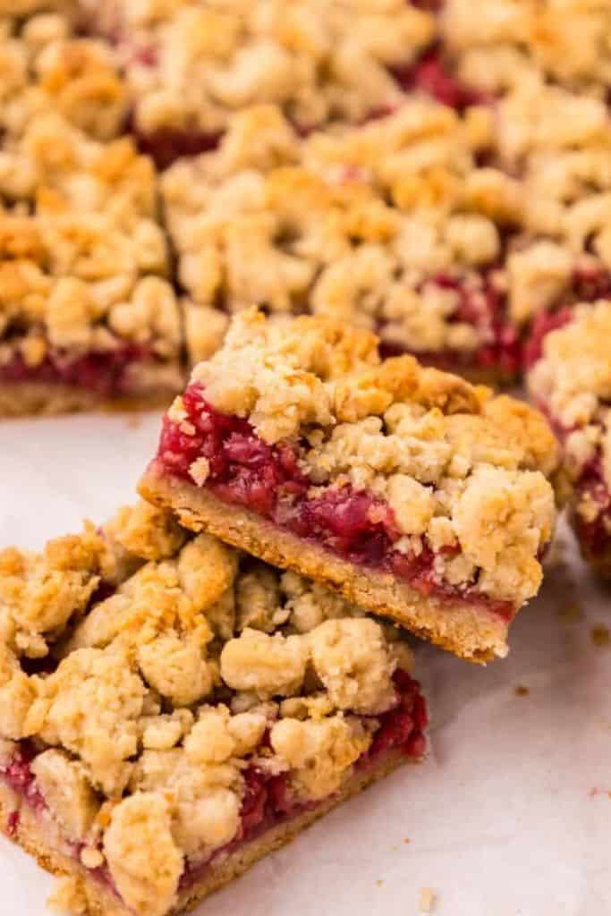 raspberry crumble squares.