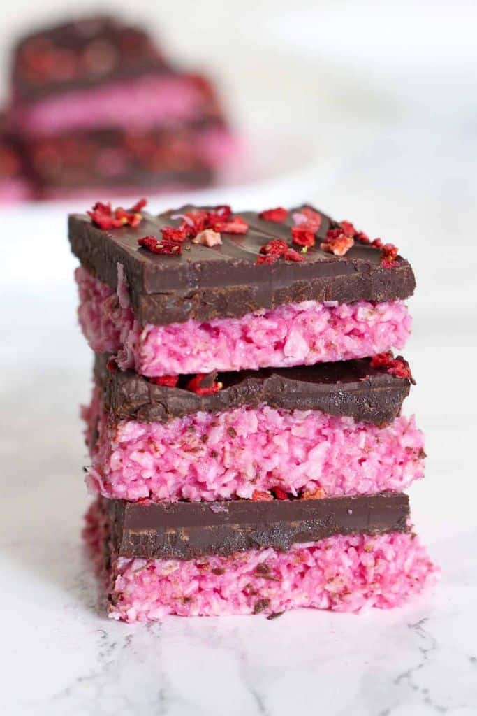 stack of chocolate coated raspberry ruffle.