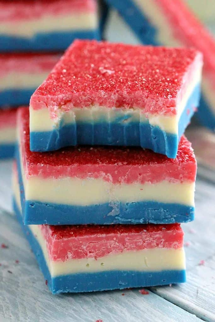patriotic fudge with red sprinkles.