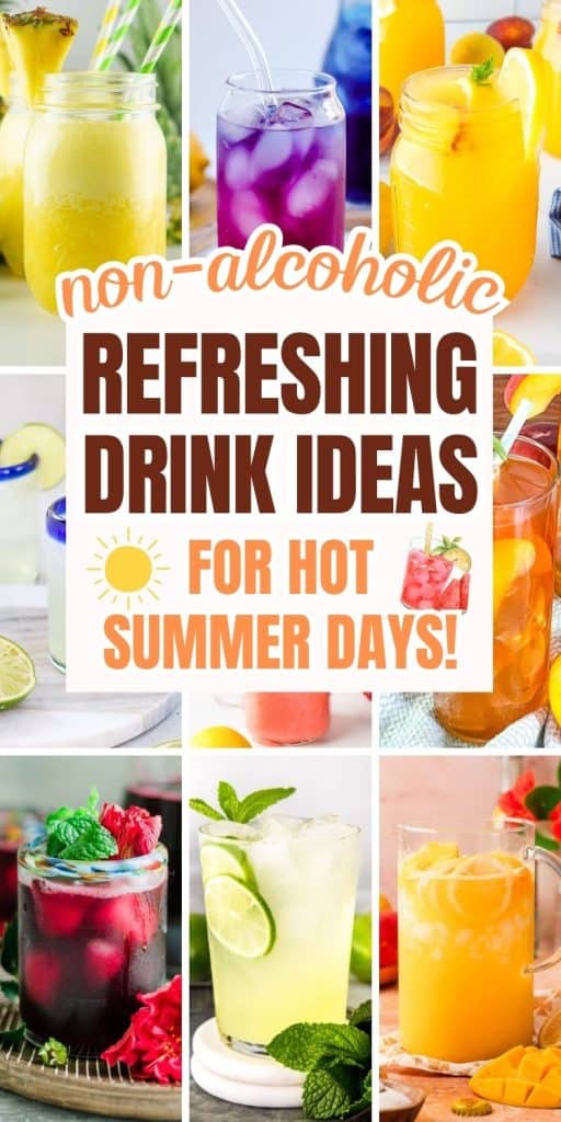 collage of nonalcoholic drink ideas for summer.