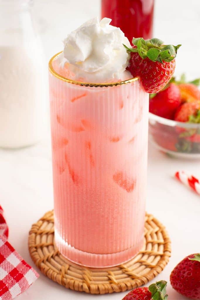 strawberry cream flavored soda drink.