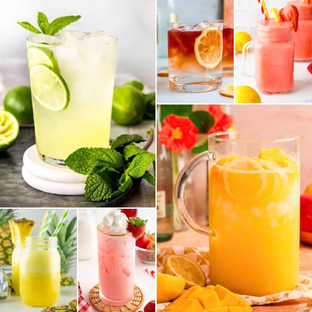 collage of summer drink ideas.