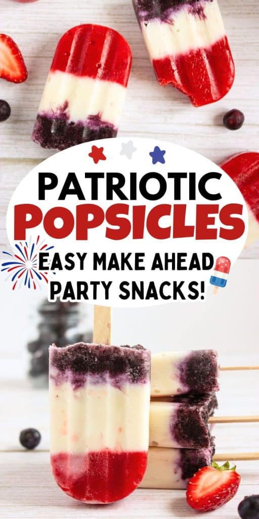 collage of red white and blue popsicles.