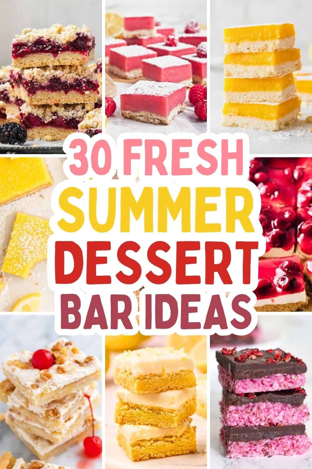 collage of summer squares and bars.