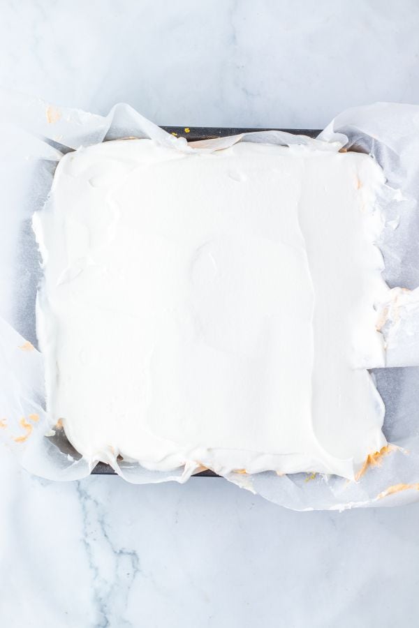whipped topping layer in pan.