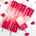 top view of raspberry popsicles.