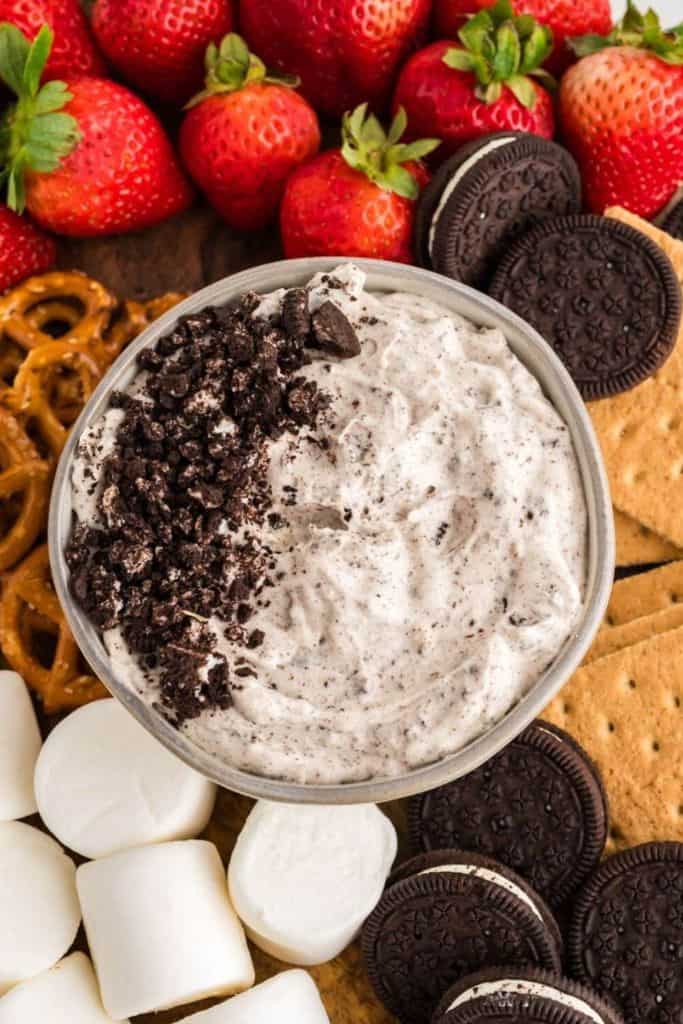 oreo cookie dip on platter.