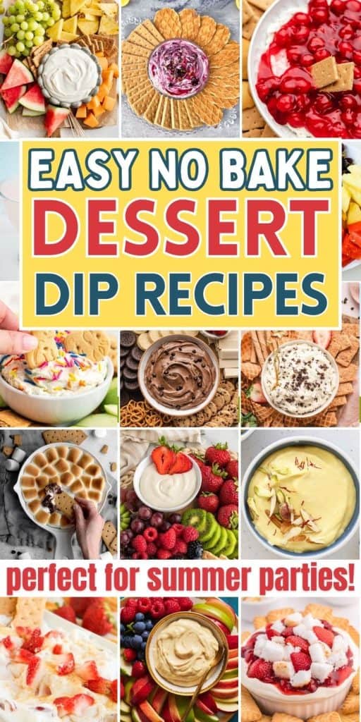 collage of sweet dips for parties.