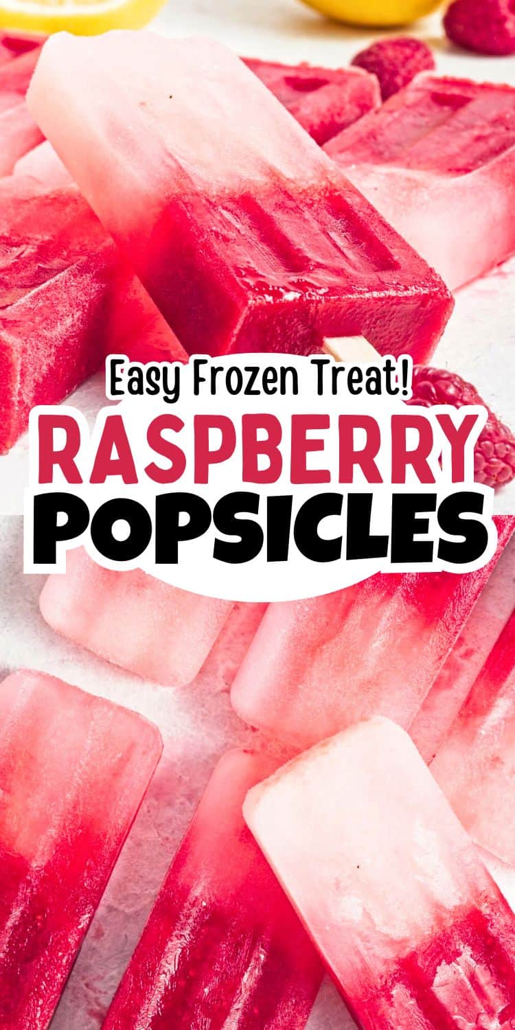 collage of raspberry lemonade popsicles.