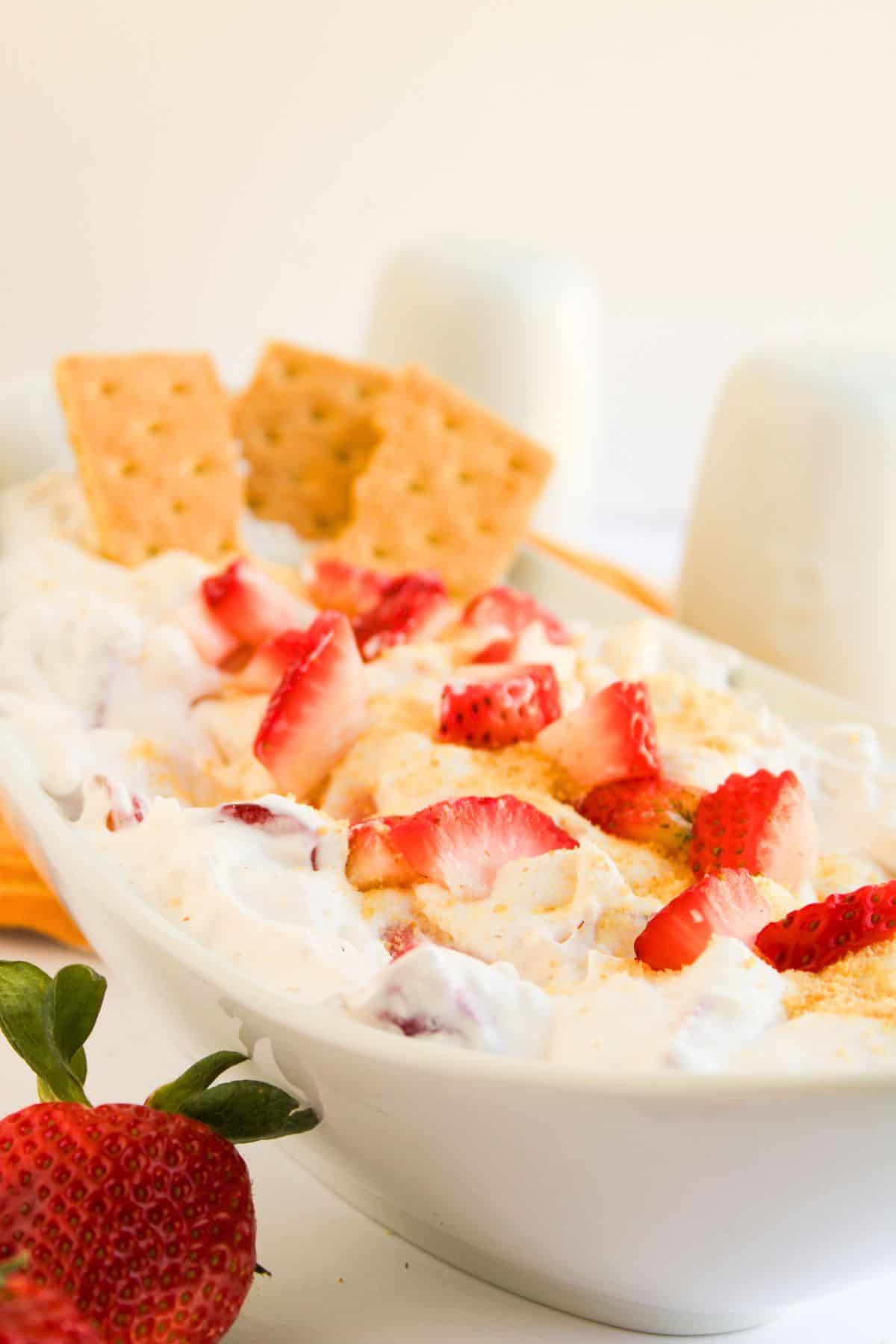 bowl of strawberry flavored fruit dip.