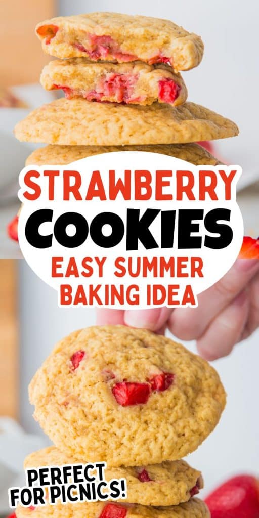 collage of fresh strawberry cookies.