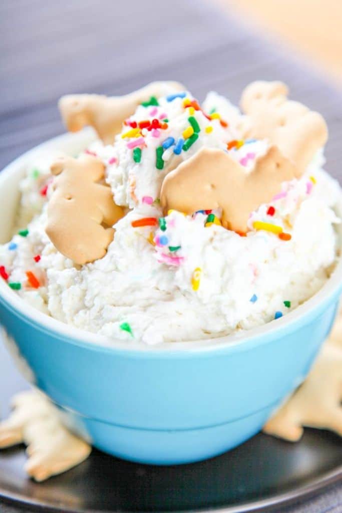 funfetti yogurt dip with cookies.