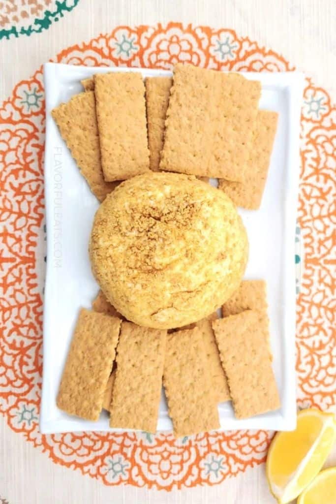 lemon sweet dip with cookies on platter.